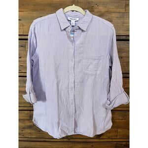NINE WEST Ladies Long Sleeve Chest Pocket  Double Gauze Shirt SZ L Lavender NWT